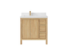 Elizabeth Teak Wood 36 in. W x 22 in. D Left Offset Sink Bathroom Vanity - photo 24