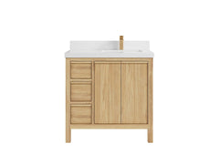 Elizabeth Teak Wood 36 in. W x 22 in. D Right Offset Sink Bathroom Vanity - photo 25