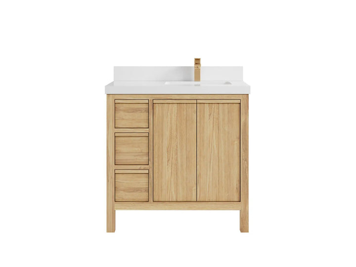 Elizabeth Teak Wood 36 in. W x 22 in. D Right Offset Sink Bathroom Vanity - photo 25