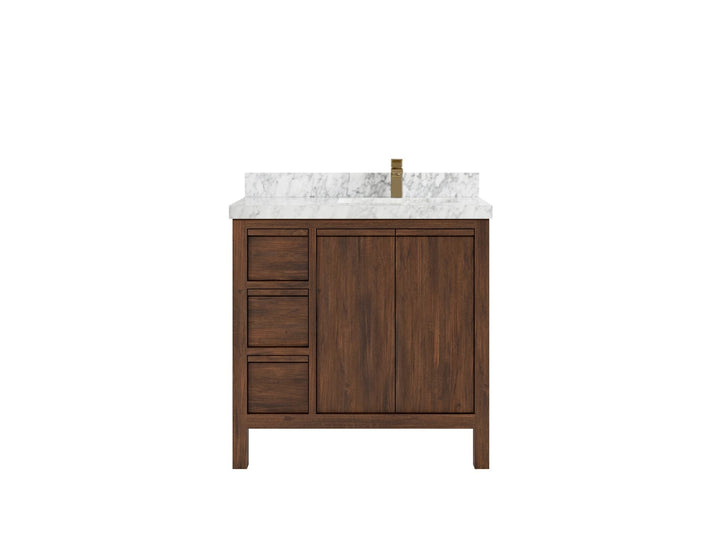 Elizabeth Teak Wood 36 in. W x 22 in. D Right Offset Sink Bathroom Vanity - photo 13