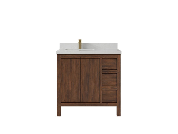 Elizabeth Teak Wood 36 in. W x 22 in. D Left Offset Sink Bathroom Vanity - photo 14
