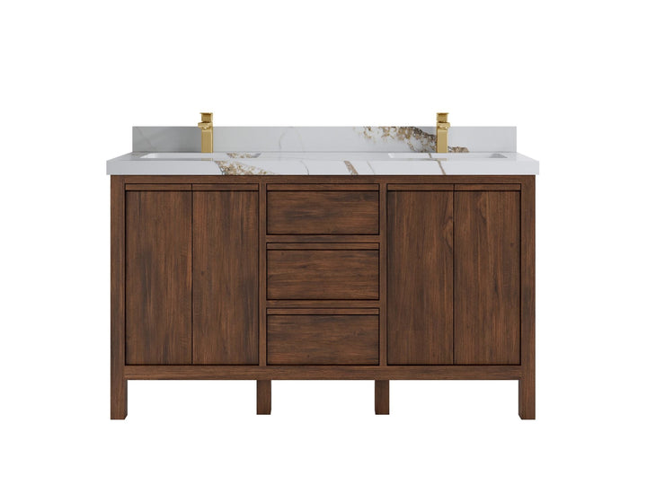Elizabeth Teak Wood 60 in. W x 22 in. D Double Sink Bathroom Vanity - photo 8