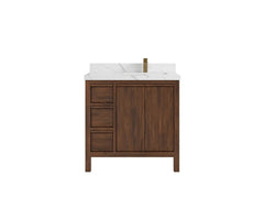Elizabeth Teak Wood 36 in. W x 22 in. D Right Offset Sink Bathroom Vanity - photo 9