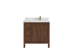 Elizabeth Teak Wood 36 in. W x 22 in. D Right Offset Sink Bathroom Vanity - photo 10