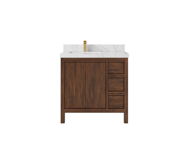 Elizabeth Teak Wood 36 in. W x 22 in. D Left Offset Sink Bathroom Vanity - photo 12