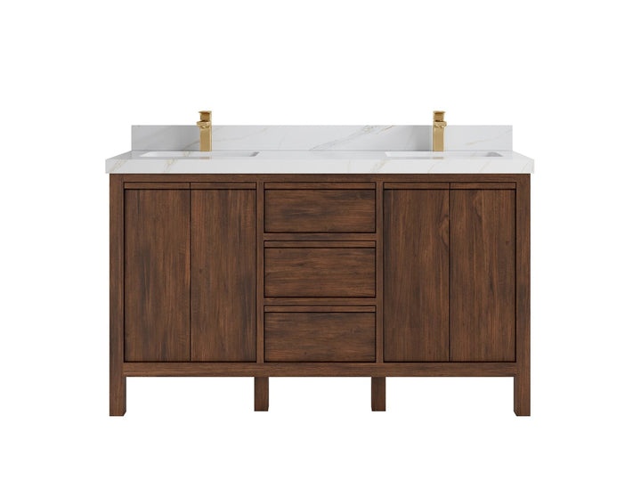 Elizabeth Teak Wood 60 in. W x 22 in. D Double Sink Bathroom Vanity - photo 12