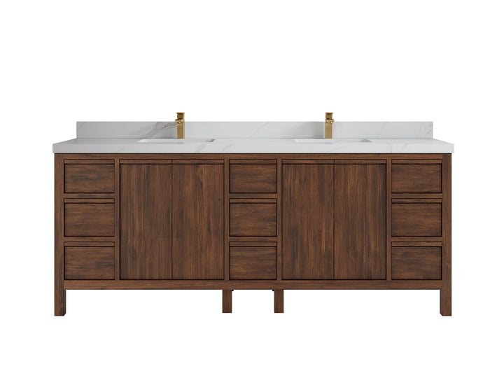 Elizabeth Teak Wood 84 in. W x 22 in. D Double Sink Bathroom Vanity - photo 12