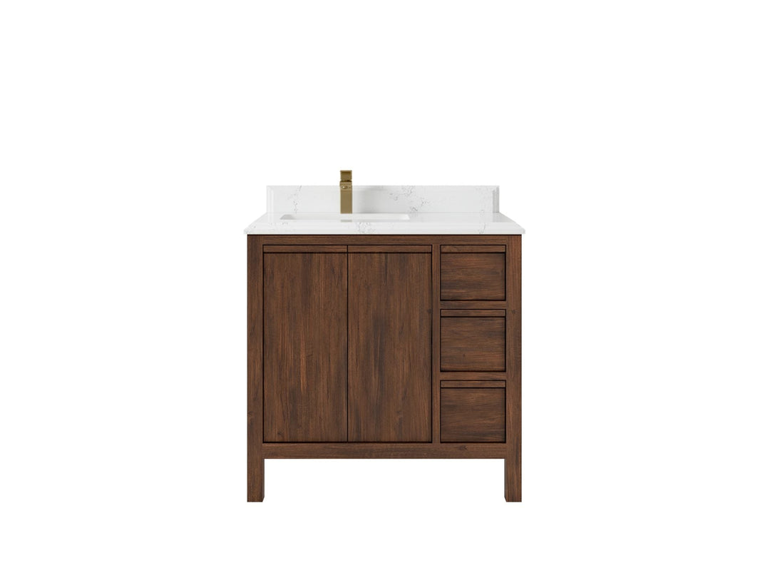 Elizabeth Teak 36 Left Offset in. W x 22 in. D Single Sink Bathroom Vanity in Dark Walnut with 1.5 in Double Cove Edge Empira Countertop 