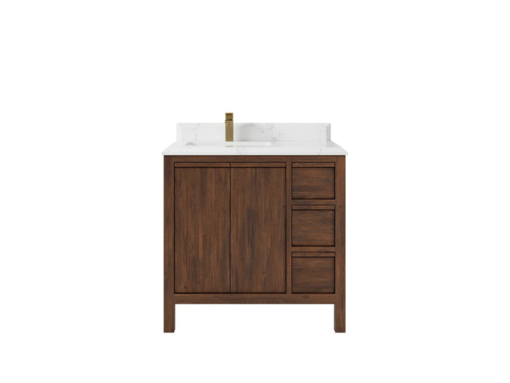 Elizabeth Teak Wood 36 in. W x 22 in. D Left Offset Sink Bathroom Vanity - photo 16