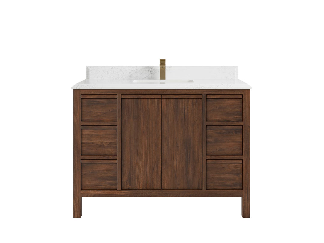 Elizabeth Teak 48 in. W x 22 in. D Single Sink Bathroom Vanity in Dark Walnut with 1.5 in Double Cove Edge Empira Quartz Countertop 
