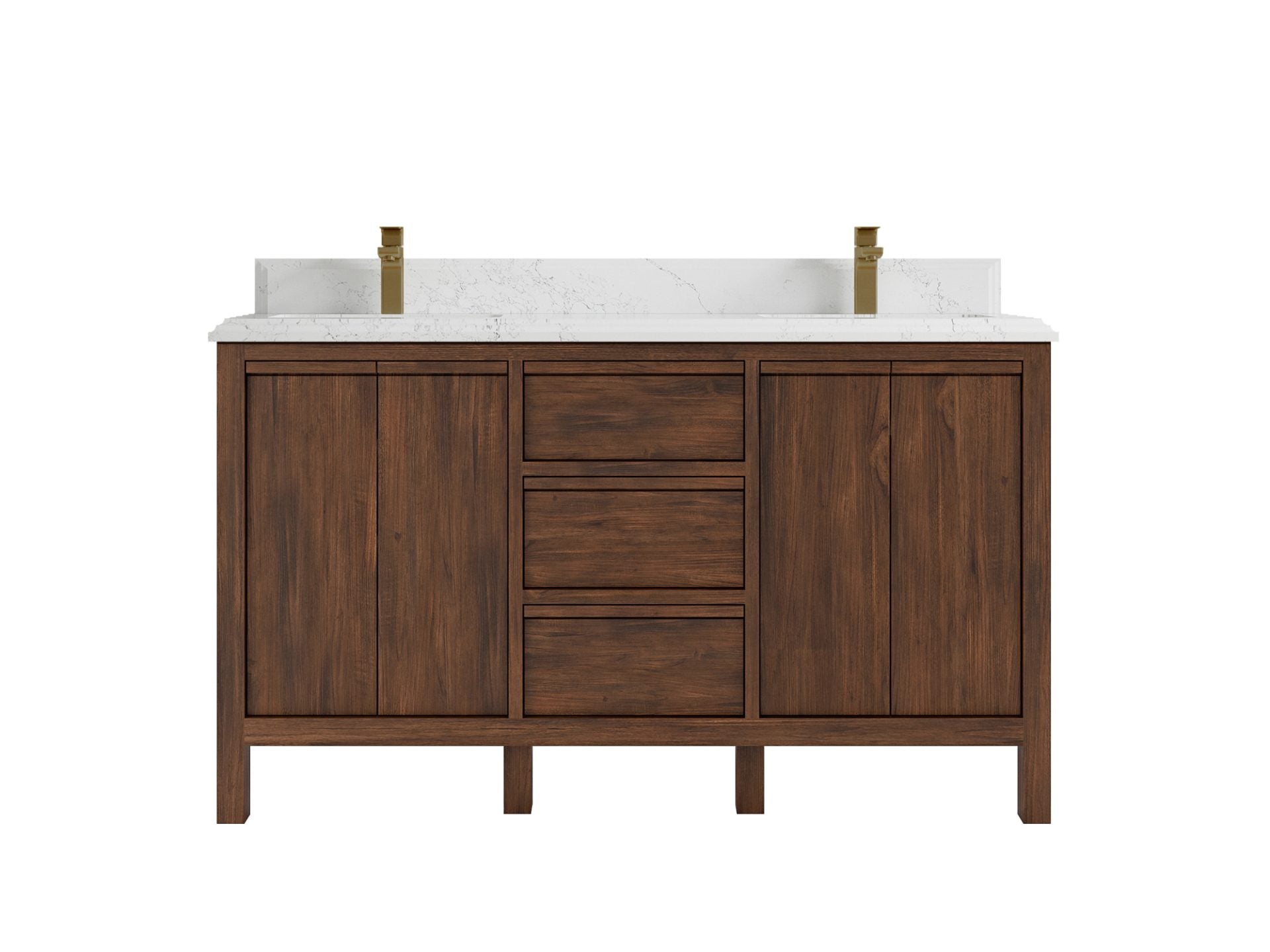 Elizabeth Teak 60 in. W x 22 in. D Double Sink Bathroom Vanity in Dark Walnut with 1.5 in Double Cove Edge Empira Quartz Countertop