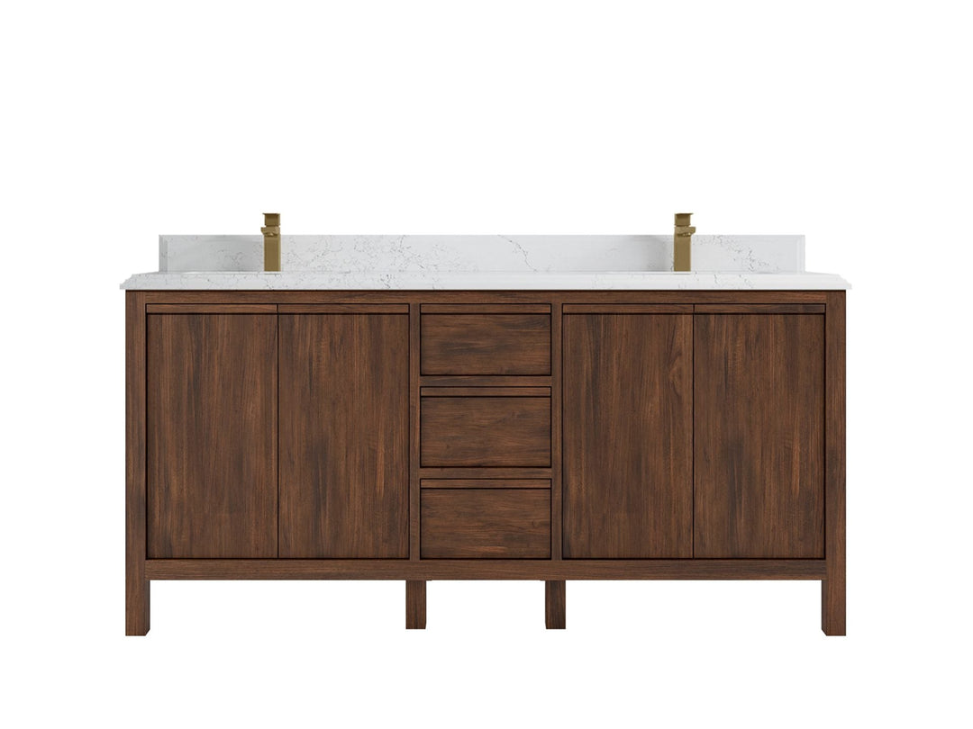 Elizabeth Teak 72 in. W x 22 in. D Double Sink Bathroom Vanity in Dark Walnut with 1.5 in Double Cove Edge Empira Quartz Countertop