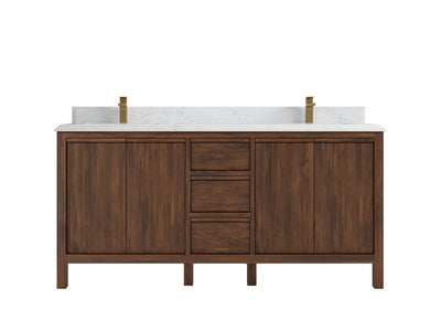 Elizabeth Teak 72 in. W x 22 in. D Double Sink Bathroom Vanity in Dark Walnut with 1.5 in Double Cove Edge Empira Quartz Countertop