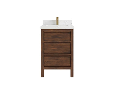 Elizabeth Teak 24 in. W x 22 in. D Single Sink Bathroom Vanity in Dark Walnut with 2 in Empira Quartz Countertop
