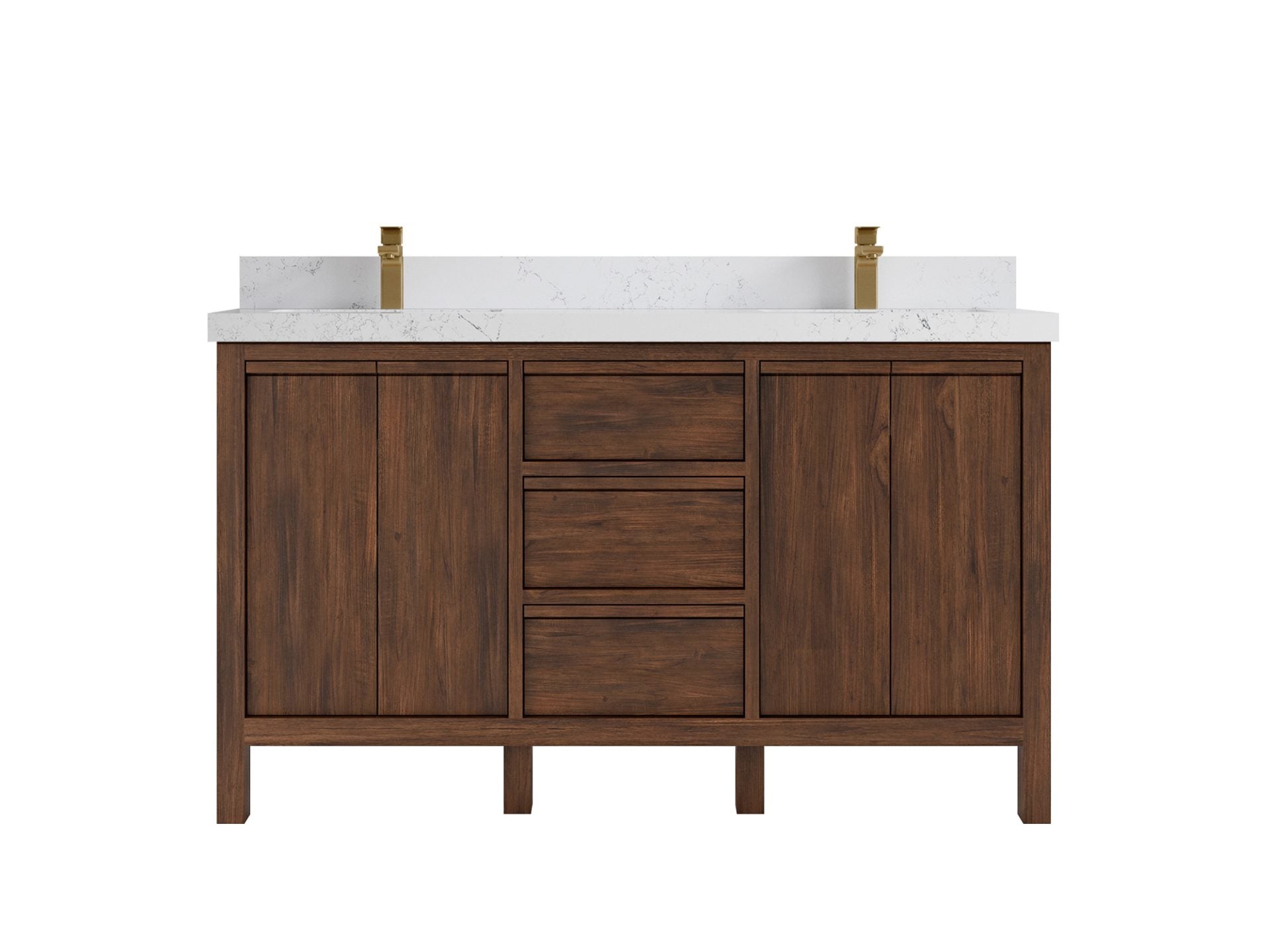 Elizabeth Teak 60 in. W x 22 in. D Double Sink Bathroom Vanity in Dark Walnut with 2 in Empira Quartz Countertop