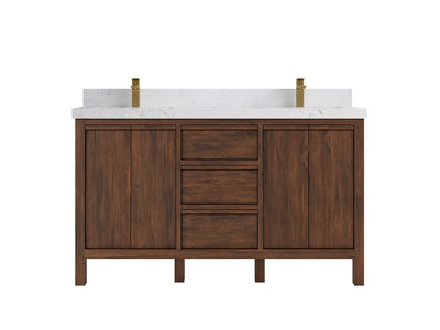 Elizabeth Teak 60 in. W x 22 in. D Double Sink Bathroom Vanity in Dark Walnut with 2 in Empira Quartz Countertop