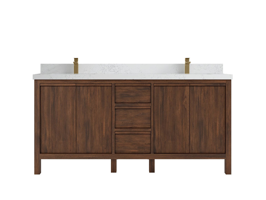 Elizabeth Teak 72 in. W x 22 in. D Double Sink Bathroom Vanity in Dark Walnut with 2 in Empira Quartz Quartz Countertop