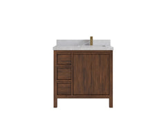 Elizabeth Teak Wood 36 in. W x 22 in. D Right Offset Sink Bathroom Vanity - photo 19