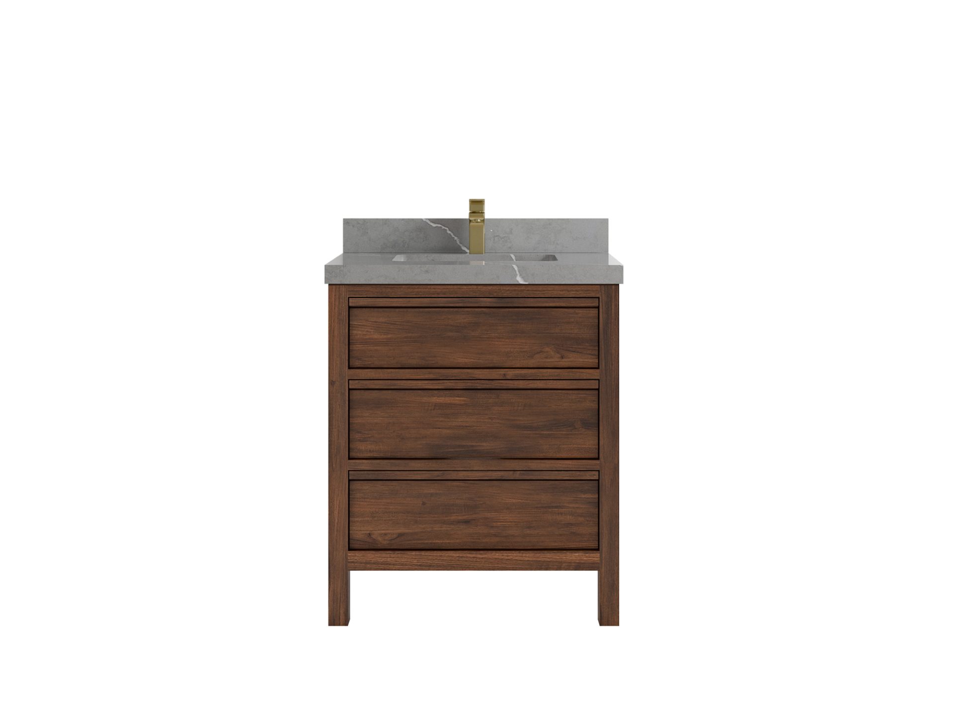 Elizabeth Teak 30 in. W x 22 in. D Single Sink Bathroom Vanity in Dark Walnut with 2 in Piatra Gray Quartz Countertop