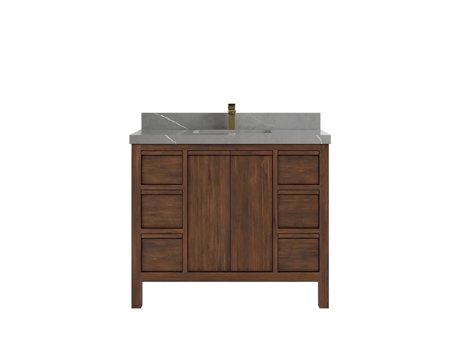 Elizabeth Teak 42 in. W x 22 in. D Single Sink Bathroom Vanity in Dark Walnut with 2 in Piatra Gray Quartz Countertop