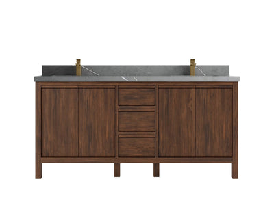 Elizabeth Teak 72 in. W x 22 in. D Double Sink Bathroom Vanity in Dark Walnut with 2 in Piatra Gray Quartz Countertop