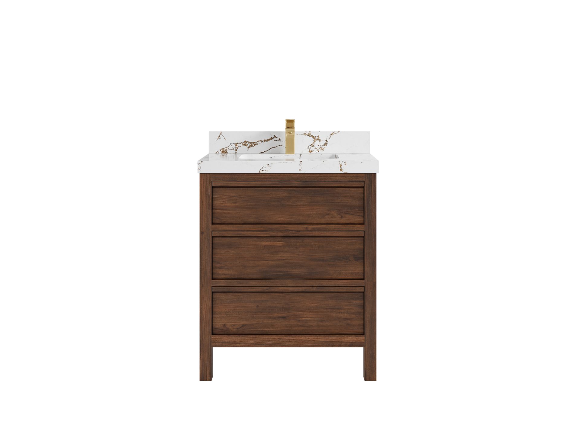 Elizabeth Teak 30 in. W x 22 in. D Single Sink Bathroom Vanity in Dark Walnut with 2 in Viola Brown Quartz Countertop