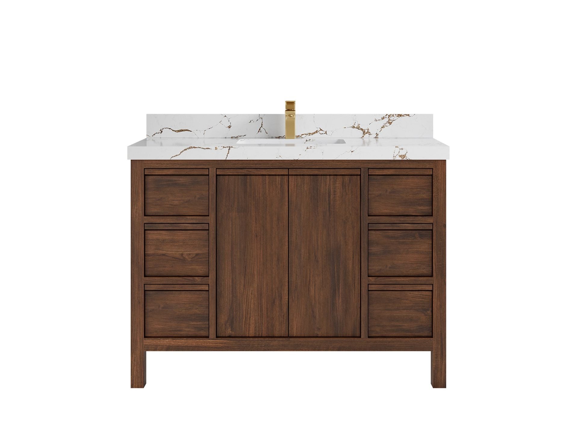 Elizabeth Teak 48 in. W x 22 in. D Single Sink Bathroom Vanity in Dark Walnut with 2 in Viola Brown Quartz Countertop
