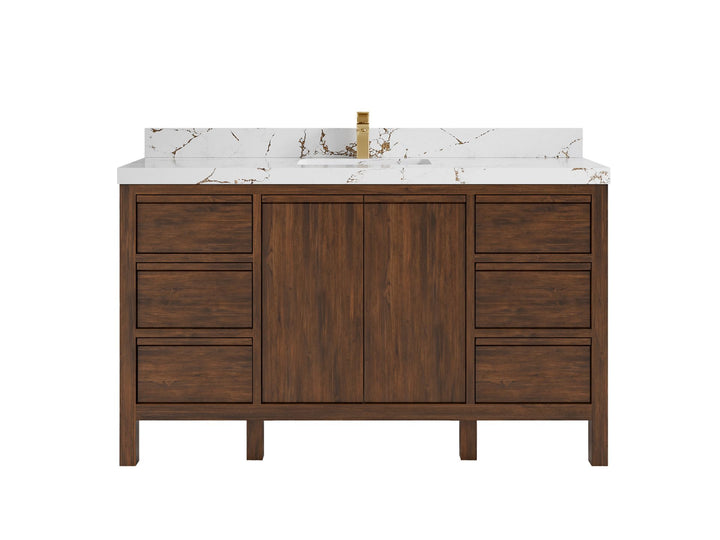 Elizabeth Teak Wood 60 in. W x 22 in. D Single Sink Bathroom Vanity - photo 8