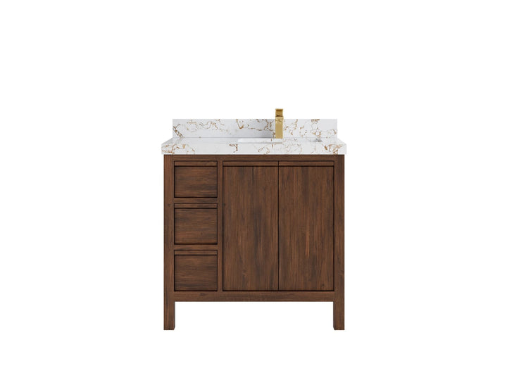 Elizabeth Teak Wood 36 in. W x 22 in. D Right Offset Sink Bathroom Vanity - photo 22