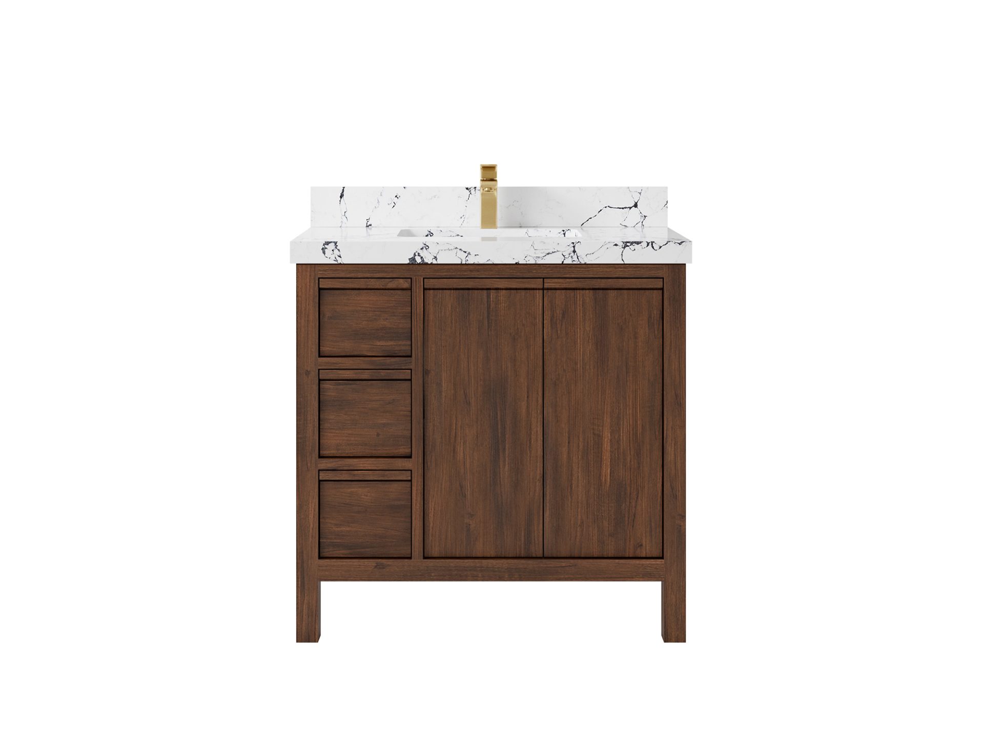 Elizabeth Teak 36 Right Offset in. W x 22 in. D Center Sink Bathroom Vanity in Dark Walnut with 2 in Viola Night Quartz Countertop