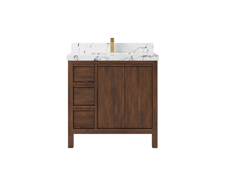 Elizabeth Teak Wood 36 in. W x 22 in. D Center Sink Bathroom Vanity - photo 22
