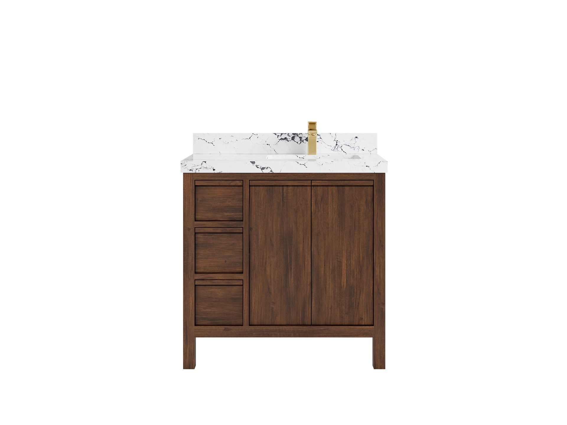 Elizabeth Teak 36 Right Offset in. W x 22 in. D Single Sink Bathroom Vanity in Dark Walnut with 2 in Viola Night Quartz Countertop