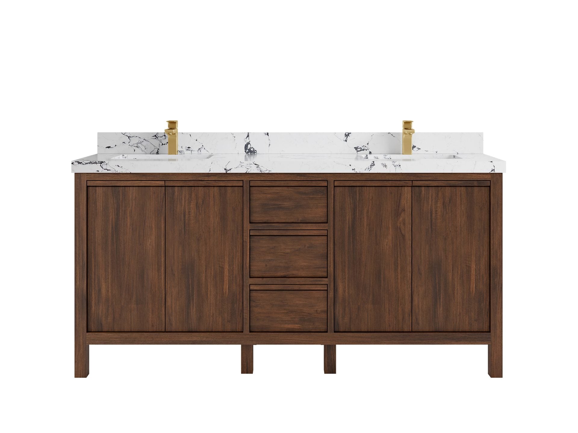 Elizabeth Teak 72 in. W x 22 in. D Double Sink Bathroom Vanity in Dark Walnut with 2 in Viola Night Quartz Countertop