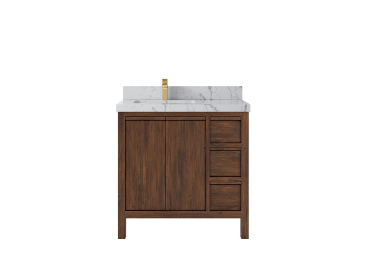 Elizabeth Teak Wood 36 in. W x 22 in. D Left Offset Sink Bathroom Vanity - photo 24