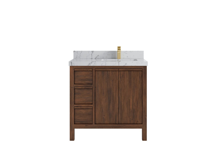 Elizabeth Teak Wood 36 in. W x 22 in. D Right Offset Sink Bathroom Vanity - photo 24