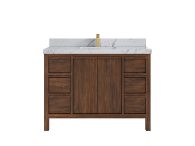 Elizabeth Teak 48 in. W x 22 in. D Single Sink Bathroom Vanity in Dark Walnut with 2 in Venatino Quartz Countertop