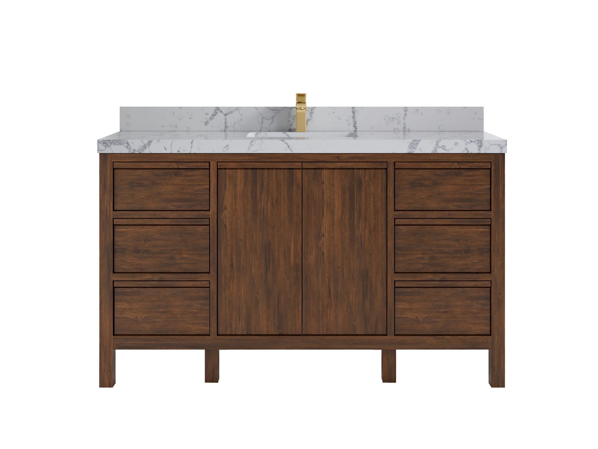 Elizabeth Teak 60 in. W x 22 in. D Single Sink Bathroom Vanity in Dark Walnut with 2 in Venatino Quartz Countertop