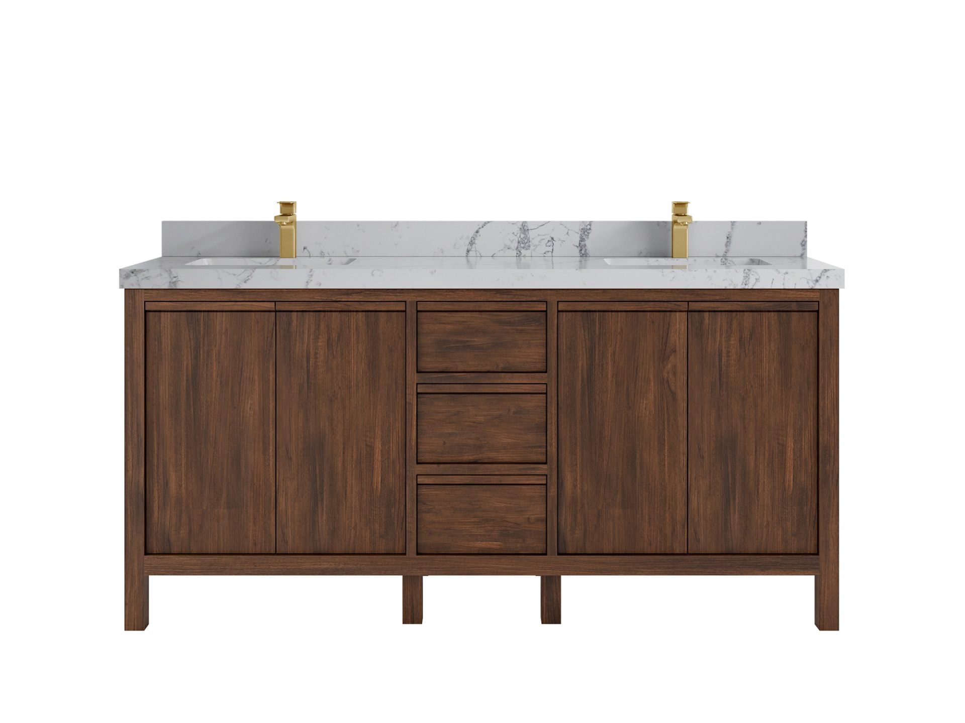 Elizabeth Teak 72 in. W x 22 in. D Double Sink Bathroom Vanity in Dark Walnut with 2 in Venatino Quartz Countertop