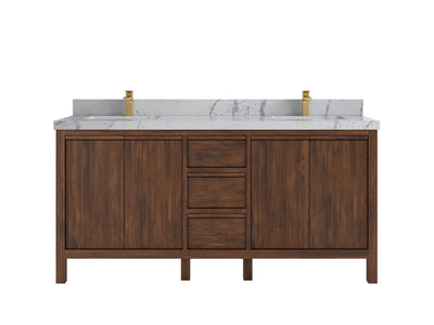 Elizabeth Teak 72 in. W x 22 in. D Double Sink Bathroom Vanity in Dark Walnut with 2 in Venatino Quartz Countertop