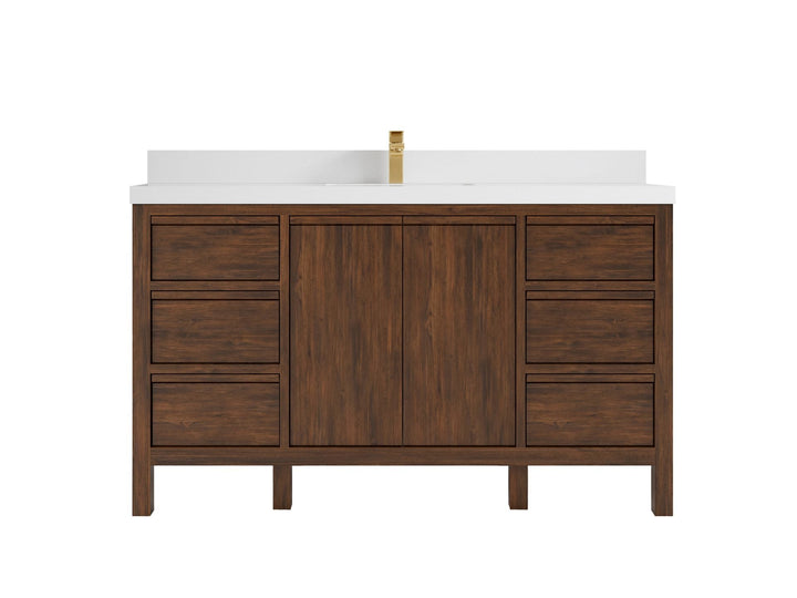 Elizabeth Teak Wood 60 in. W x 22 in. D Single Sink Bathroom Vanity - photo 25