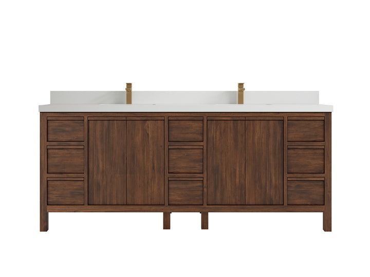 Elizabeth Teak Wood 84 in. W x 22 in. D Double Sink Bathroom Vanity - photo 25
