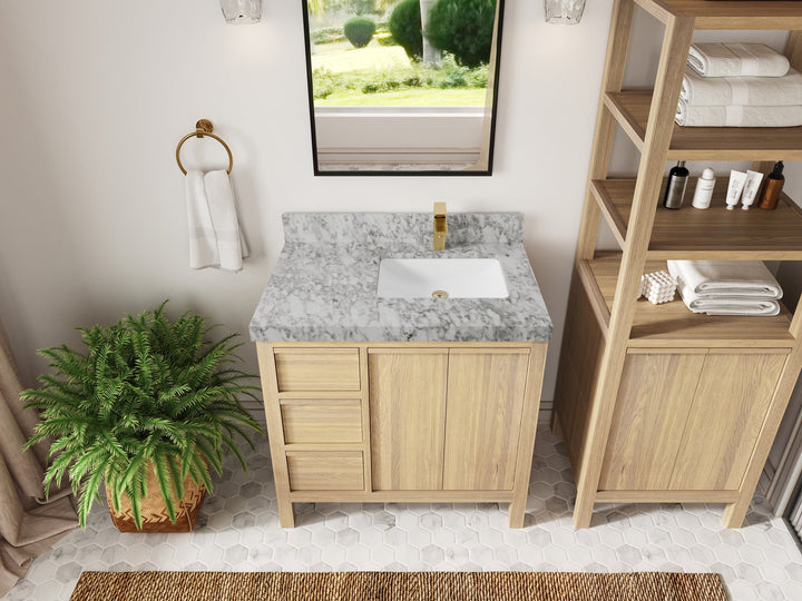 Elizabeth White Oak 36 in. W x 22 in. D Right Offset Sink Bathroom Vanity - photo 24