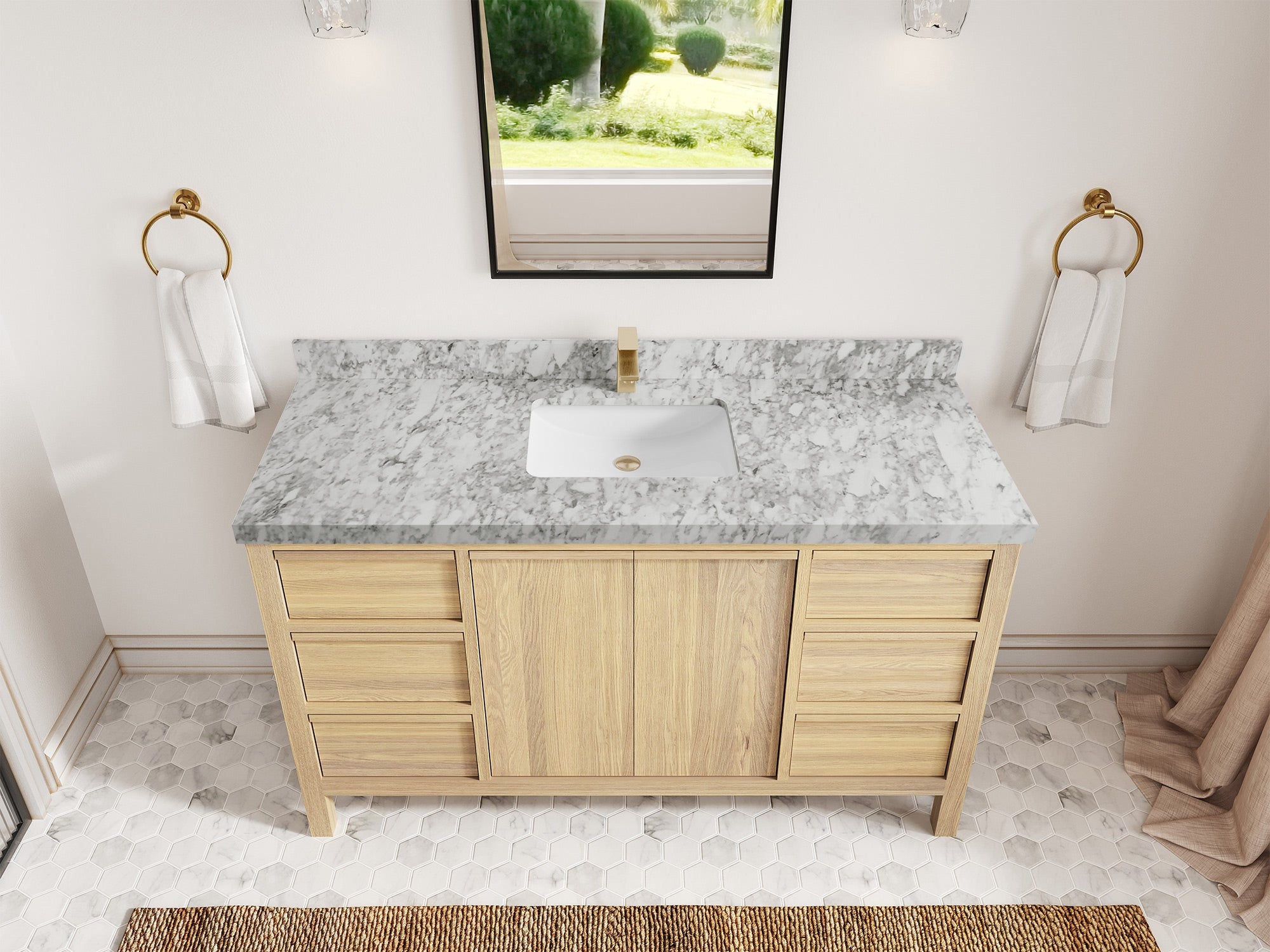 Elizabeth White Oak 60 in. W x 22 in. D Single Sink Bathroom Vanity