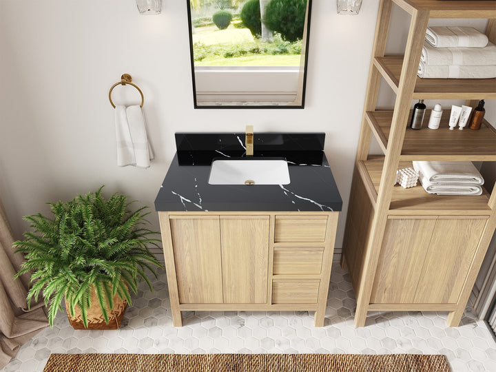 Elizabeth White Oak 36 in. W x 22 in. D Center Sink Bathroom Vanity - photo 12