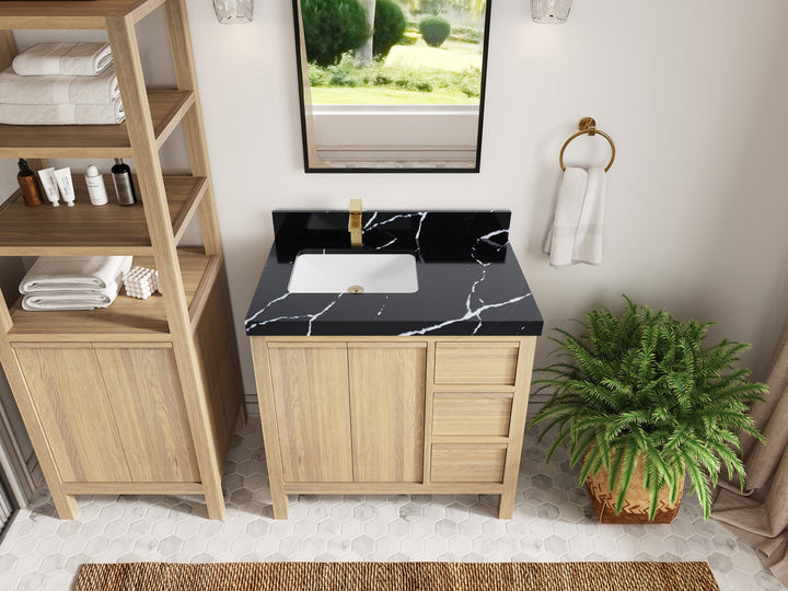 Elizabeth White Oak 36 in. W x 22 in. D Left Offset Sink Bathroom Vanity - photo 12