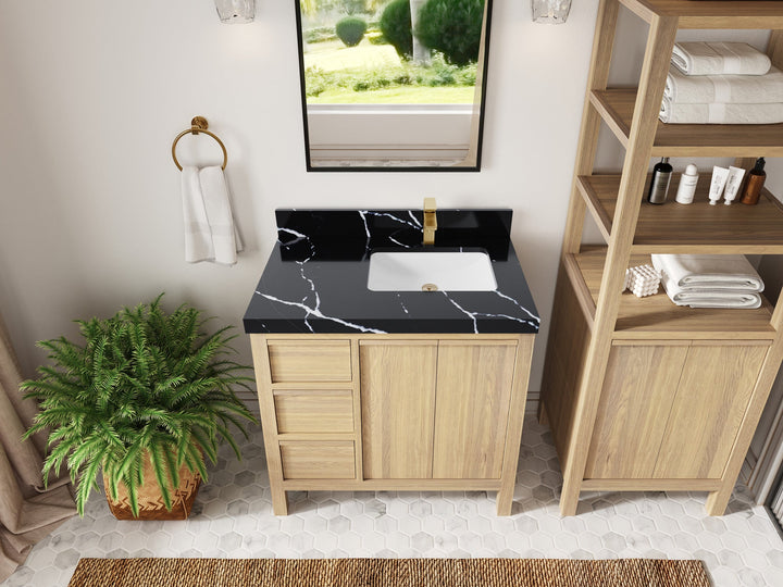 Elizabeth White Oak 36 in. W x 22 in. D Right Offset Sink Bathroom Vanity - photo 12