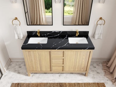 Elizabeth White Oak 60 in. W x 22 in. D Double Sink Bathroom Vanity