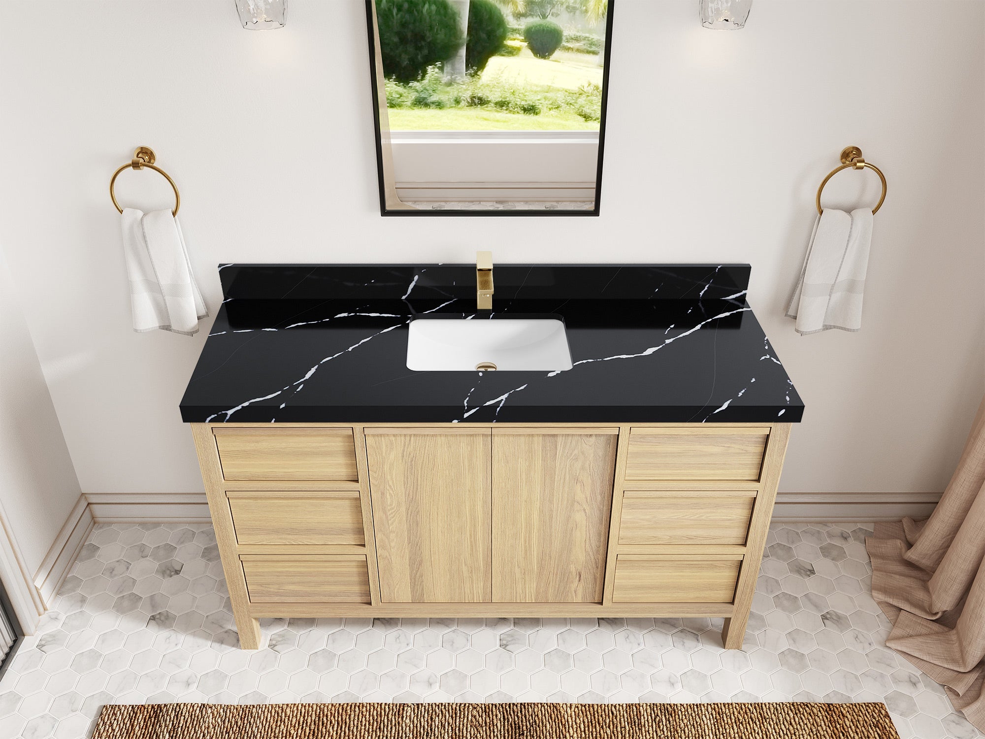 Elizabeth White Oak 60 in. W x 22 in. D Single Sink Bathroom Vanity