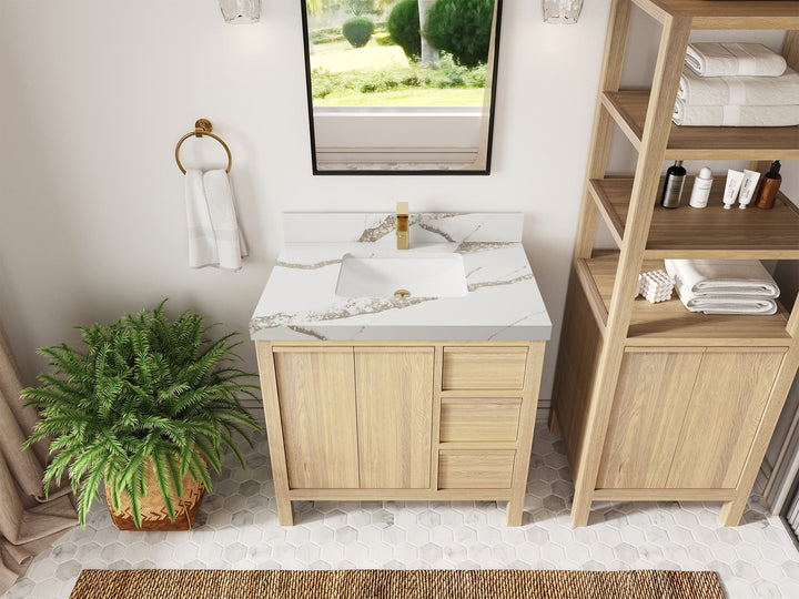 Elizabeth White Oak 36 in. W x 22 in. D Center Sink Bathroom Vanity - photo 14