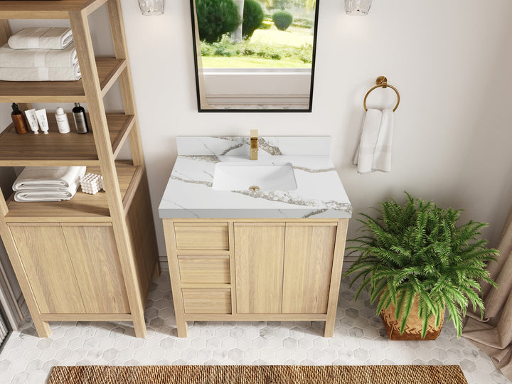 Elizabeth White Oak 36 in. W x 22 in. D Center Sink Bathroom Vanity - photo 13